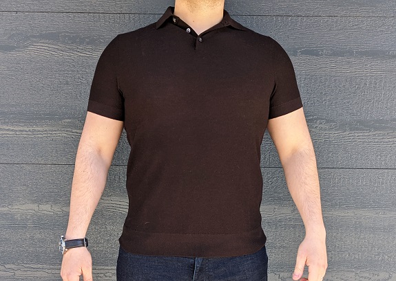 SuitSupply 100% Merino Wool Polo in Dark Brown